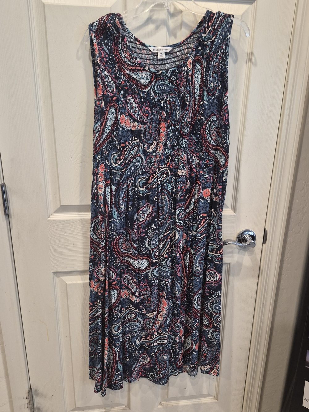 5/25 croft & barrow Navy and Coral Paisley Sleeveless Dress